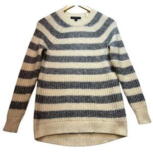 Banana Republic Womens Wool Blend Pullover Sweater Knit Size S Gray Cream Stripe